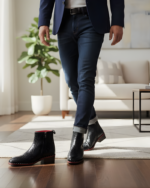 Marco Black Cuban Heel Designer Chelsea Boot With Silver Stud - Image 5