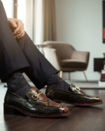 Python Brown Cuban Heel Designer Italian Loafer - Image 6