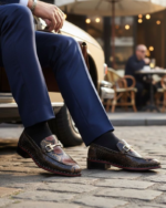 Python Brown Cuban Heel Designer Italian Loafer - Image 5