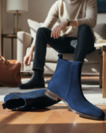 Regal Blue Cuban Heel Suede Chelsea Boot