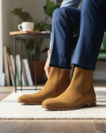 Regal Camel Suede Cuban Heel Chelsea Boot - Image 5