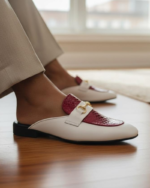 Zolevo Red and White Designer Mules