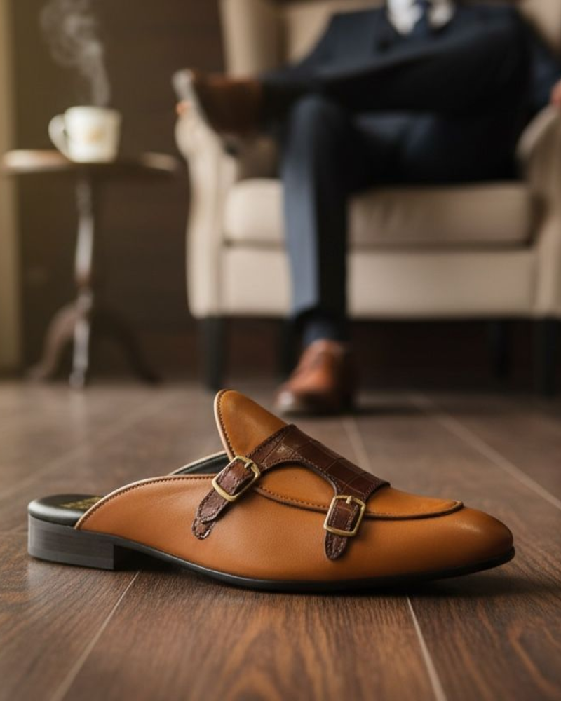 Untitled design - 2026-03-02T130825.921 Tan Colour Double Monk Mules - Image 1