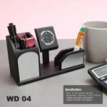 WD04 Black Wooden Desk Top Table Top Gift Item with clock